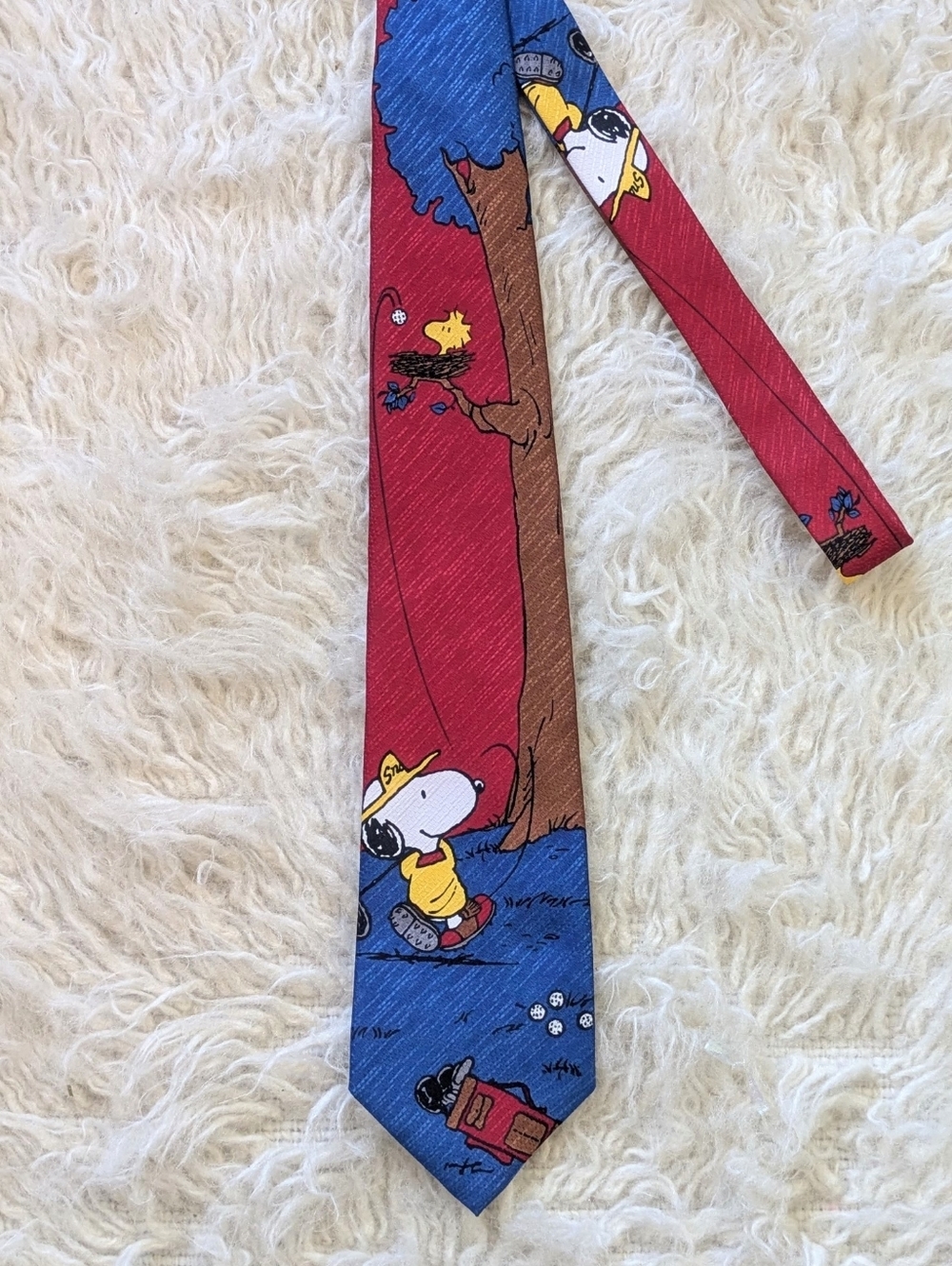 Red & Blue Snoopy and Woodstock Vintage Peanuts Golf Necktie